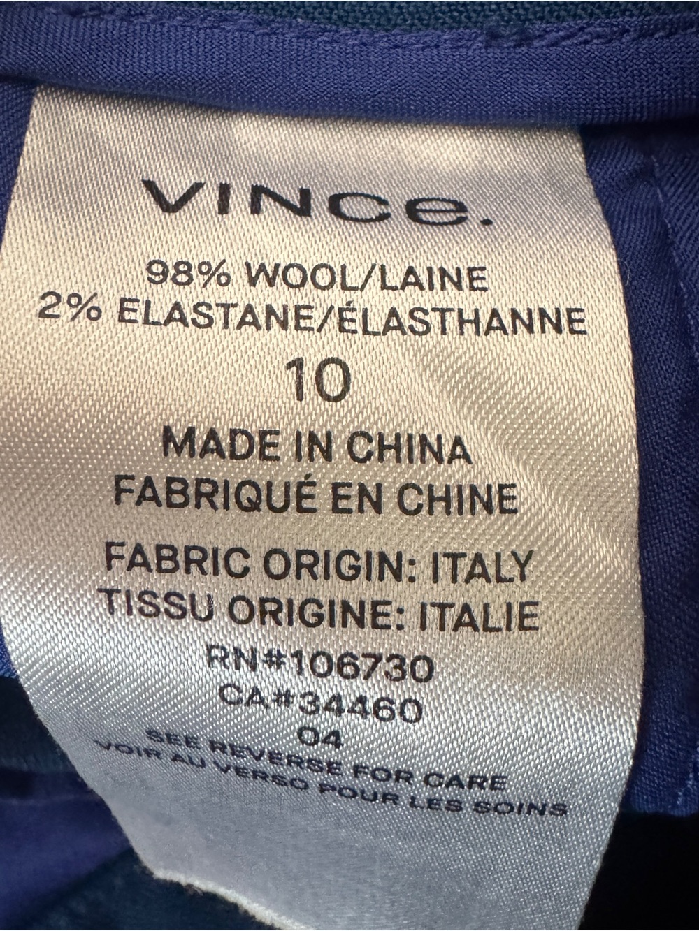 Vince‎ Wide Leg Cropped Pants Blue Wool Blend Culottes Women’s Size 10 - Picture 6 of 7